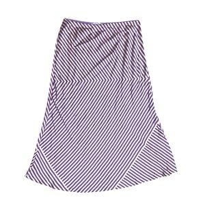 MNG Asymmetrical Striped Satin Finish MidLength Skirt